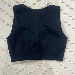 Black Ribbed Sports Bra